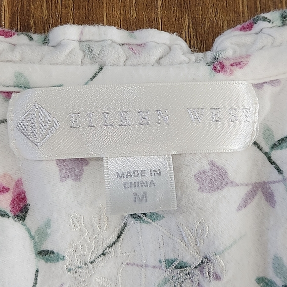 Eileen West Floral Nightgown Lace Ruffle Henley Medium cottage farm prairie - Picture 6 of 14